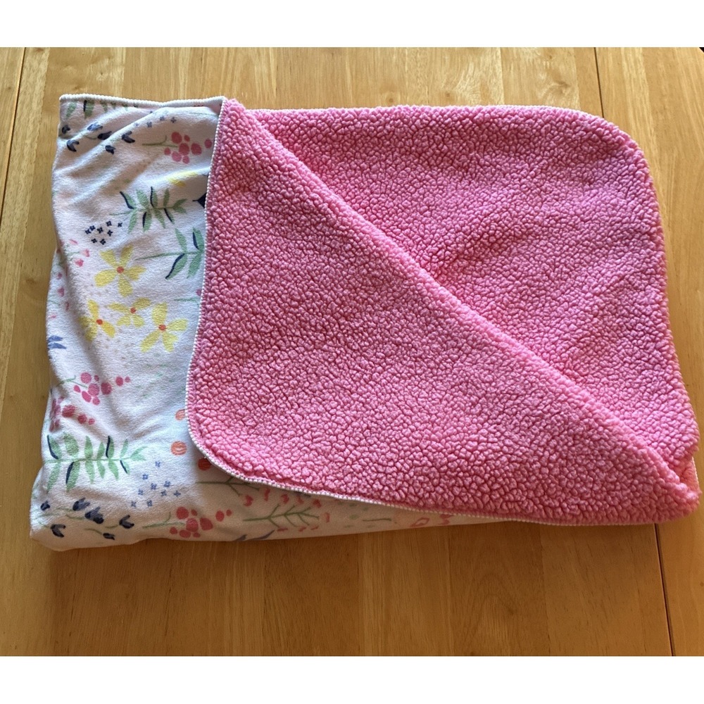 Cloud Island Wild Flower Floral Pink Sherpa Baby Blanket Security Lovey